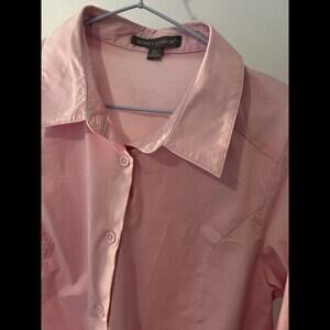 Jessica London Blouse Size 18 W Button Down Pink 97% Cotton